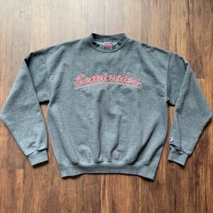 Champion Seminoles Gray Crewneck Sweatshirt Size L Embroidered Logo